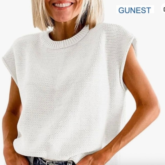 Gunest Sweaters - NWT Gunest white knit tank sweater, XL,  GP1513